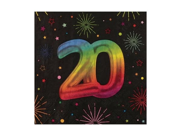 Sorte og regnbue servietter, 20 år