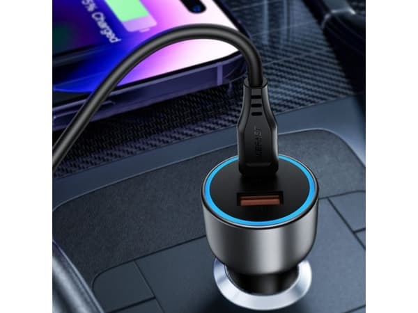 Acefast-lader Acefast B21 75 W USB-C + USB-A-billader – svart
