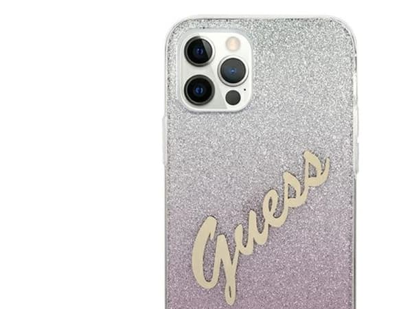 Guess GUHCP12MPCUGLSPI iPhone 12/12 Pro 6.1" hårt skal Glitter Gradient Script - Rosa/rosa