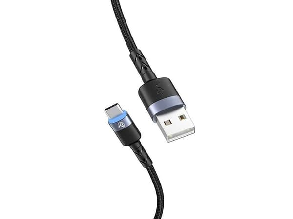 Tellur USB-A til USB-C LED lade- og datakabel, 1,2 m, sort