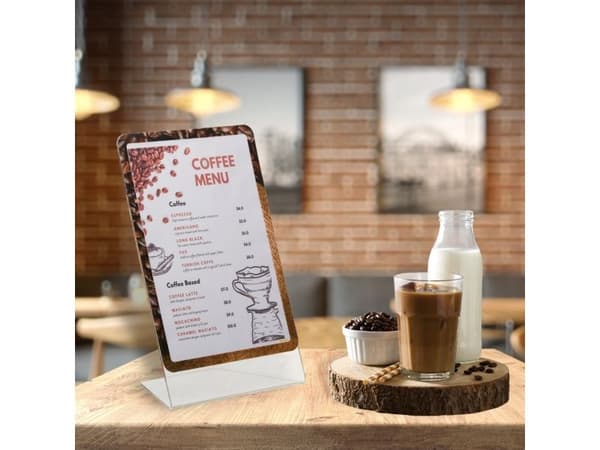 Securit® A4 L-bordsskylt med magnetisk ram "Coffee"