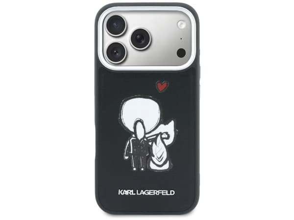 Karl Lagerfeld Karl &amp; Choupette Back Logo MagSafe Case for iPhone 17 Pro Max - Black