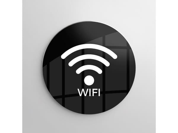 Skilt WIFI-IKON Ø10 cm, aluminium, sort