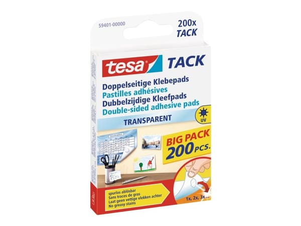Tesa TACK - Monteringsbindemedel - transparent - icke-permanent (paket om 200)