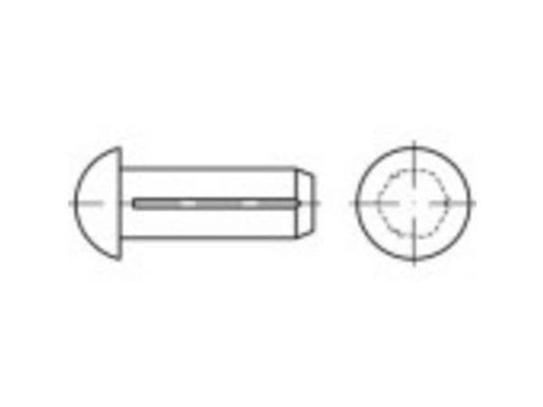 TOOLCRAFT halvrund rillert spiker (Ø×L) 3 mm×5 mm rustfritt stål A2, 100 stk