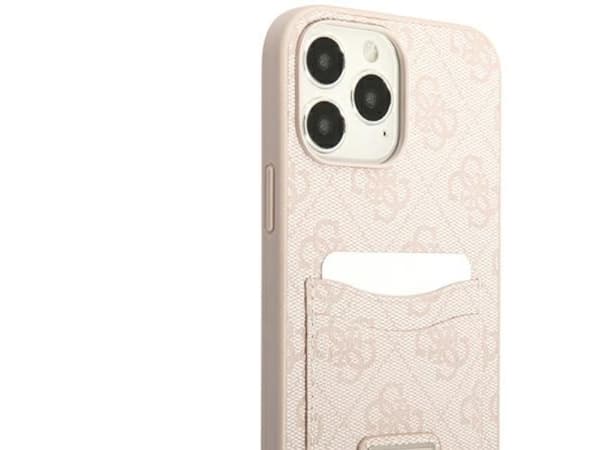 Guess 4G Triangle Logo kortholder-etui til iPhone 13 Pro Max - rosa