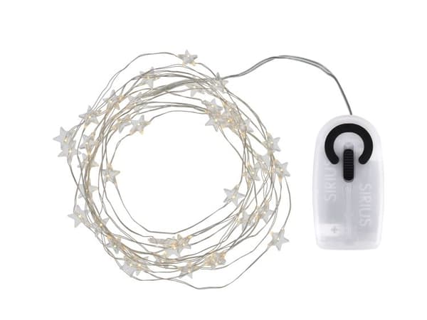 Sirius Trille Stjernelyskæde - 40 LED - Klar/Sølv
