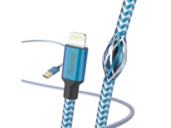 Hama Reflective, 1,5 m, Lightning, USB A, Hankjønn, Hankjønn, Blå