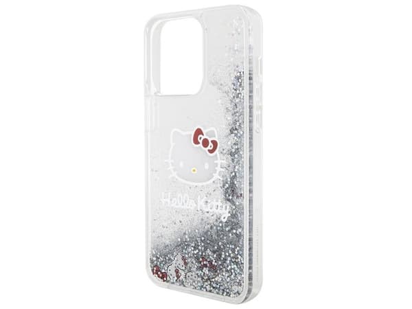 Hello Kitty HKHCP15XLIKHET hardt deksel for Apple iPhone 15 Pro Max 6.7", sølv Liquid Glitter Charms Kitty