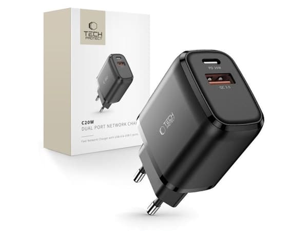 Tech-Protect lader 1x USB-A 1x USB-C 3 A (9589046924286)
