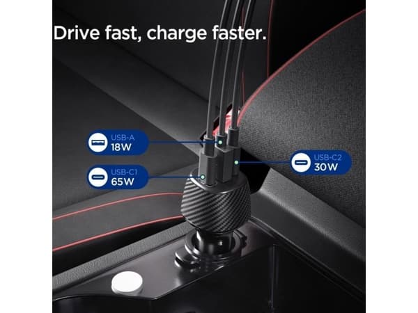 Spigen Essential EV1133 3-port car charger - black