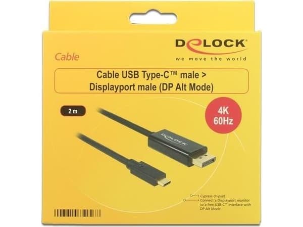 Delock - Extern videoadapter - USB-C - DisplayPort - svart - detaljhandel