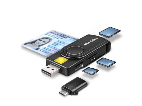 CRE-SMP2A ID &amp; SD/microSD/SIM-kortti PocketReader USB