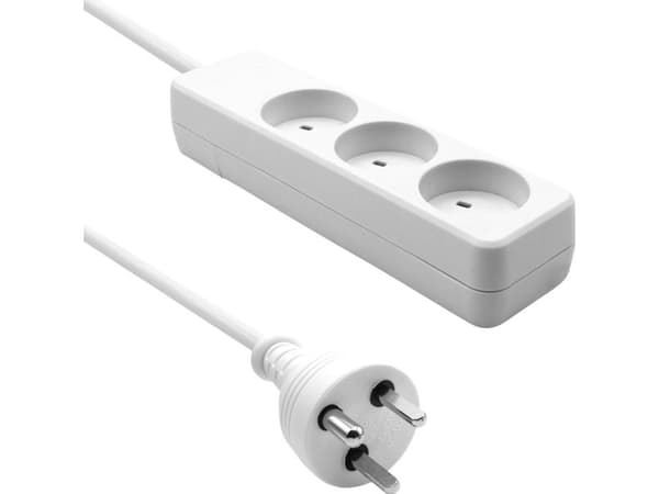 ProXtend dansk IT-strömlist 3-vägs 3 uttag 2 m vit (KIT3-KIT02W)