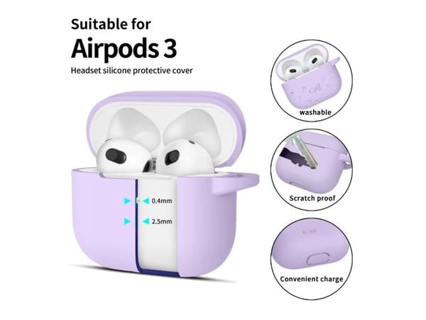 Tech-Protect silikonholder/krok til Apple AirPods 3 lavender