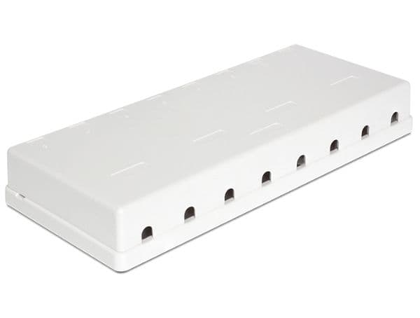 Delock Keystone Surface Mounted Box - Chassi med modulär insättning - vit - 8 portar