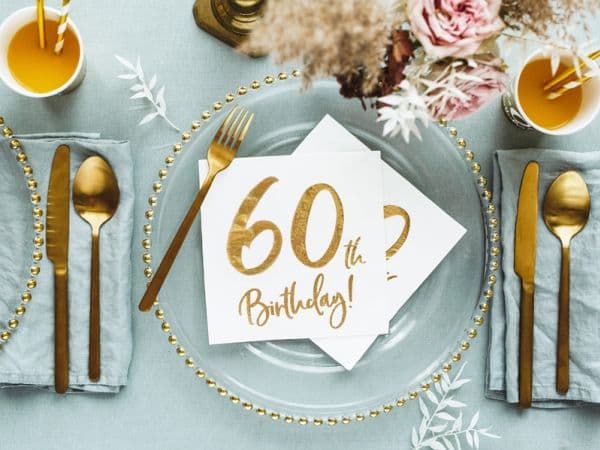 Servietter 60th birthday, guld