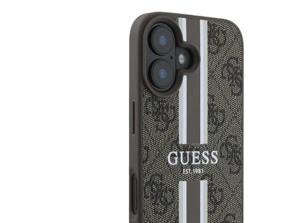 Guess 4G trykte striper MagSafe-deksel for iPhone 16 Plus - brun