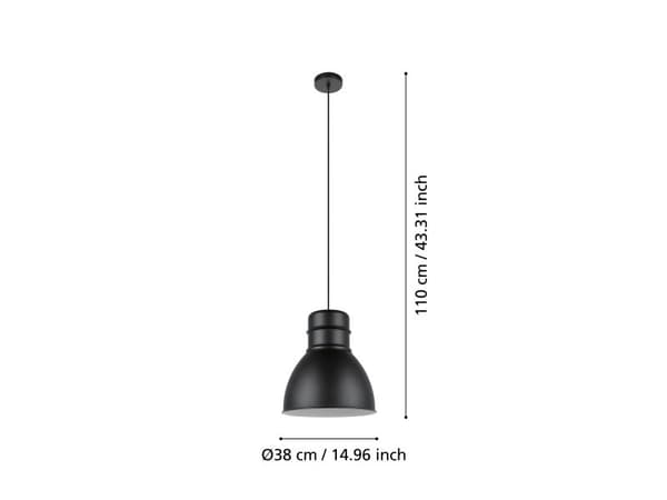 EGLO EBURY PENDEL E27 Ø380 SVART/VIT
