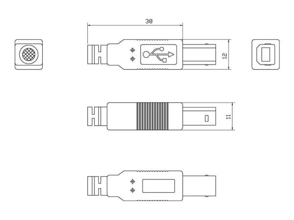 Vision Techconnect - USB-kabel - USB typ B (hane) till USB (hane) - USB 2.0 - 2 m - vit