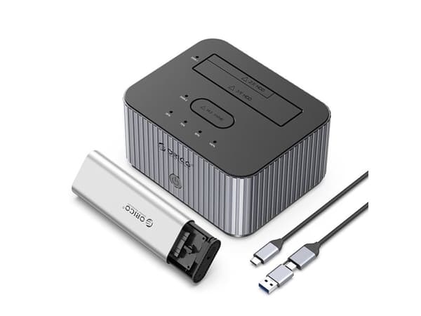 Telakointiasema kloonitoiminnolla M.2 NVME + 2,5"/3,5 HDD / 2,5" SSD - harmaa