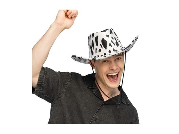Cowboyhatt med kuemønster