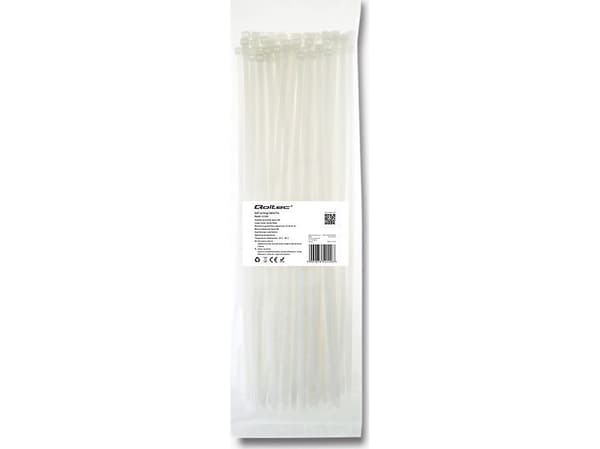 Qoltec - Kabelsamlare - 35 cm - vit (paket om 100)