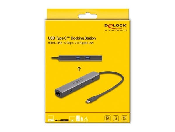 Delock - Dokkingstasjon - USB-C 3.2 Gen 2 / Thunderbolt 3 / Thunderbolt 4 - HDMI - 2.5GbE