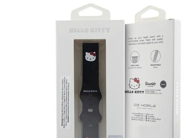 Hello Kitty Silikoni Kitty Head - Universal hihna älykelloon 20 mm (musta)