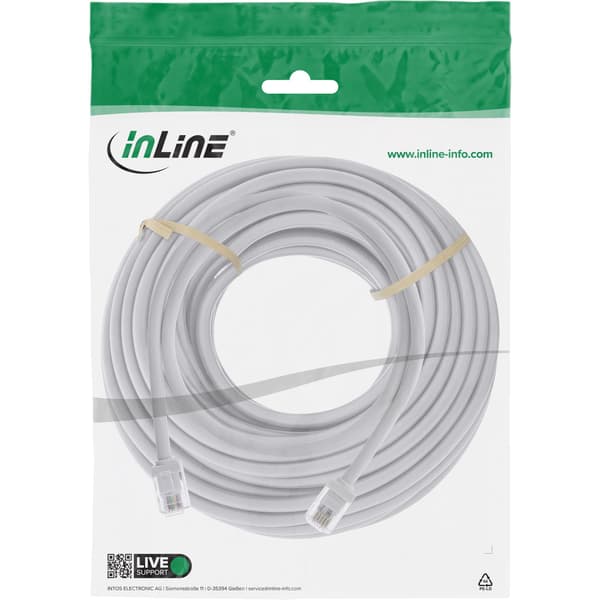 InLine 18748, 15 m, RJ-12, RJ-12, Uros, Uros, Harmaa