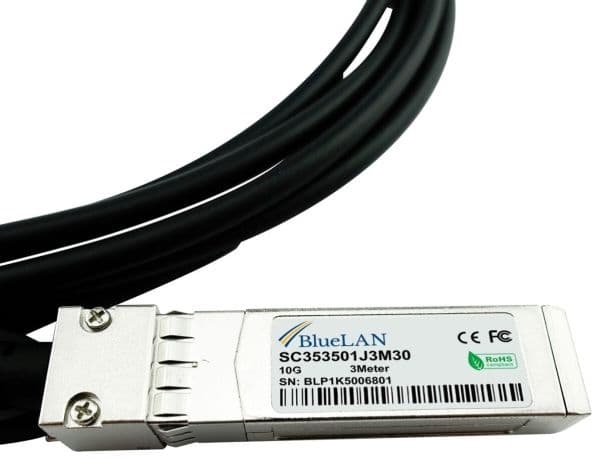 BlueOptics SFP-STACK-10-BL, 10 m, SFP+, SFP+, Hankjønn/hankjønn