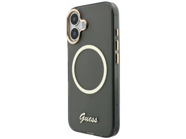 Guess IML Script Metal MagSafe-deksel for iPhone 17 - Svart