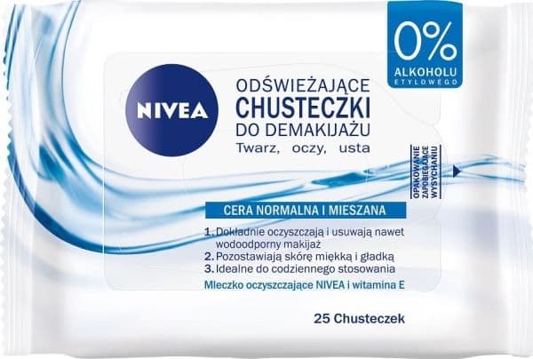 Nivea Aqua Effect Cleansing wipes for normal and combination skin 1 pack - 25 pcs