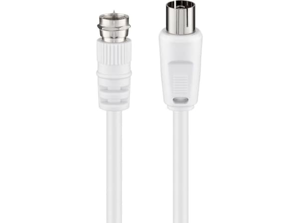 Goobay 11830, 2,5 m, 3C-2V, F-typ, Koaxial, Vit