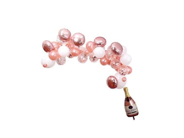 Rosa ballonbue med champagneflaske