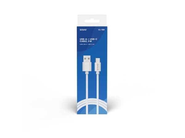 USB-kabel 2 m USB 2.0, USB A - USB C Vit SAVIO CL-168