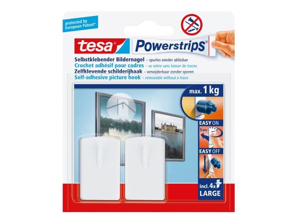 tesa Powerstrips Picture Hook - Itsekiinnittyvä koukku - valkoinen (2 kpl)