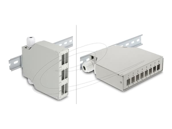 Delock - Patchpanel (tomt) (horisontal / vertikal) - DIN-skinnemonterbar - SC Duplex X 6 - grå