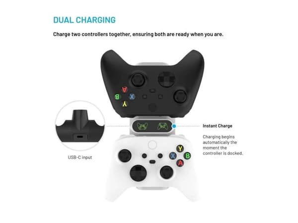 FIXED - Laddningsställ - 2 utdatakontakter (styrenhet för Xbox) - vit