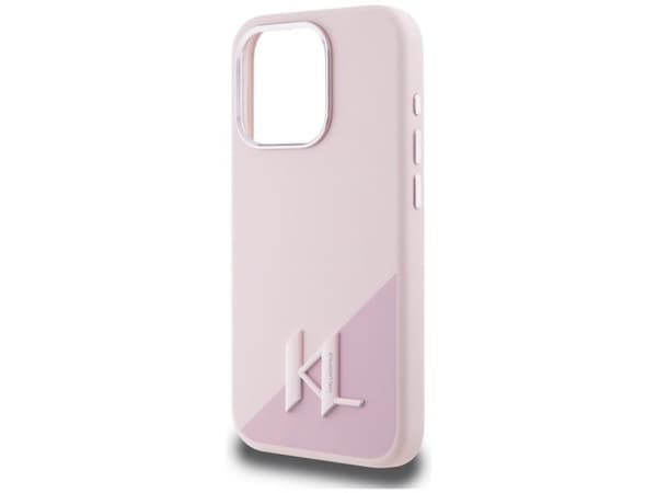 Karl Lagerfeld silikon Shadow Metal Initial MagSafe Apple iPhone 15 Pro Max deksel rosa