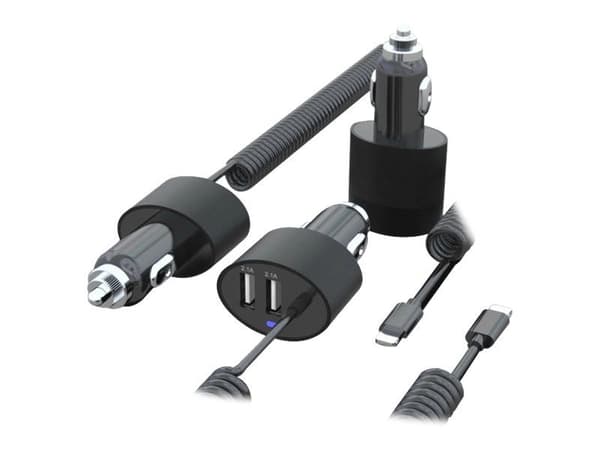 Maclean MCE76 - Strömadapter för bil - 5.2 A - 3 utdatakontakter (Lightning, 2 x USB)