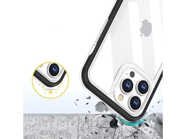 Klar 3-i-1-etui til iPhone 14 Plus - silikon med ramme - blå