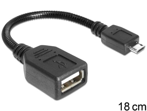 Delock - USB-kabel - USB (hunn) til Micro-USB type B (hann) - USB 2.0 OTG - 18 cm - svart