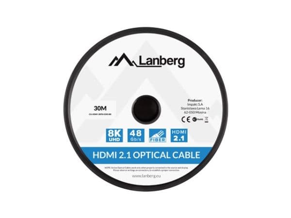 KABEL HDMI M/M V2.1 30M 8K SVART OPTISK AOC LANBERG
