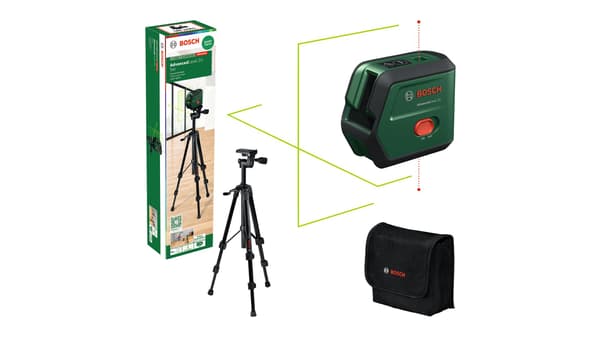 Bosch AdvancedLevel 2G, 15 m, 0,4 mm/m, 4°, Punainen, Linjalaser, Musta, Vihreä