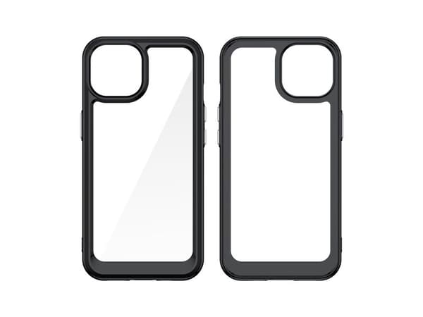 Forsterket deksel med fleksibel ramme for iPhone 15 Plus Outer Space - rød