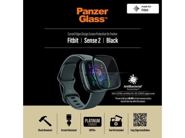 PanzerGlass skjermbeskyttelse for Fitbit Sense 2 sort = PanzerGlass 3667 (PanzerGlass 3667)