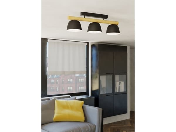 EGLO SHERBURN CEILING 3L E27 SVART/TRE FSC