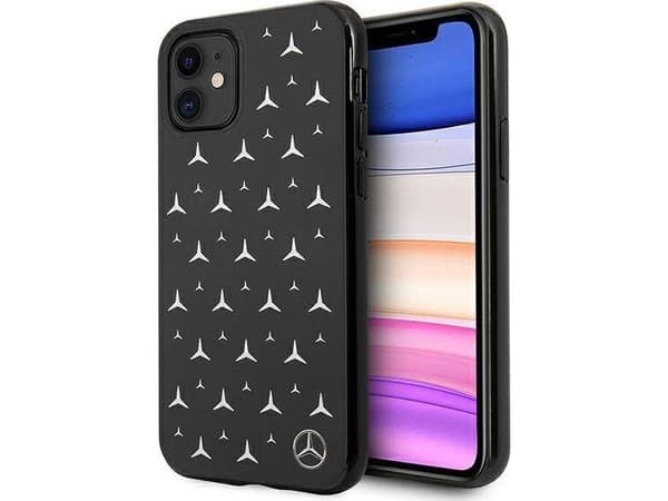 Mercedes sølvstjerner mønsterdeksel til iPhone 11 / XR - svart