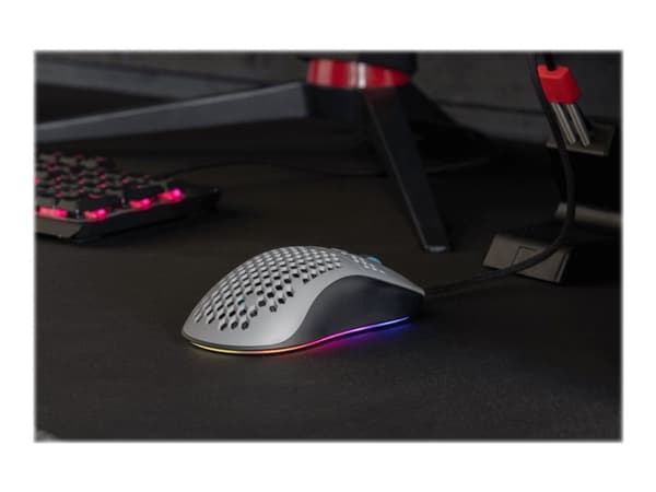 Arozzi Favo - Mus - optisk - 7 knapper - kablet - USB - Grå